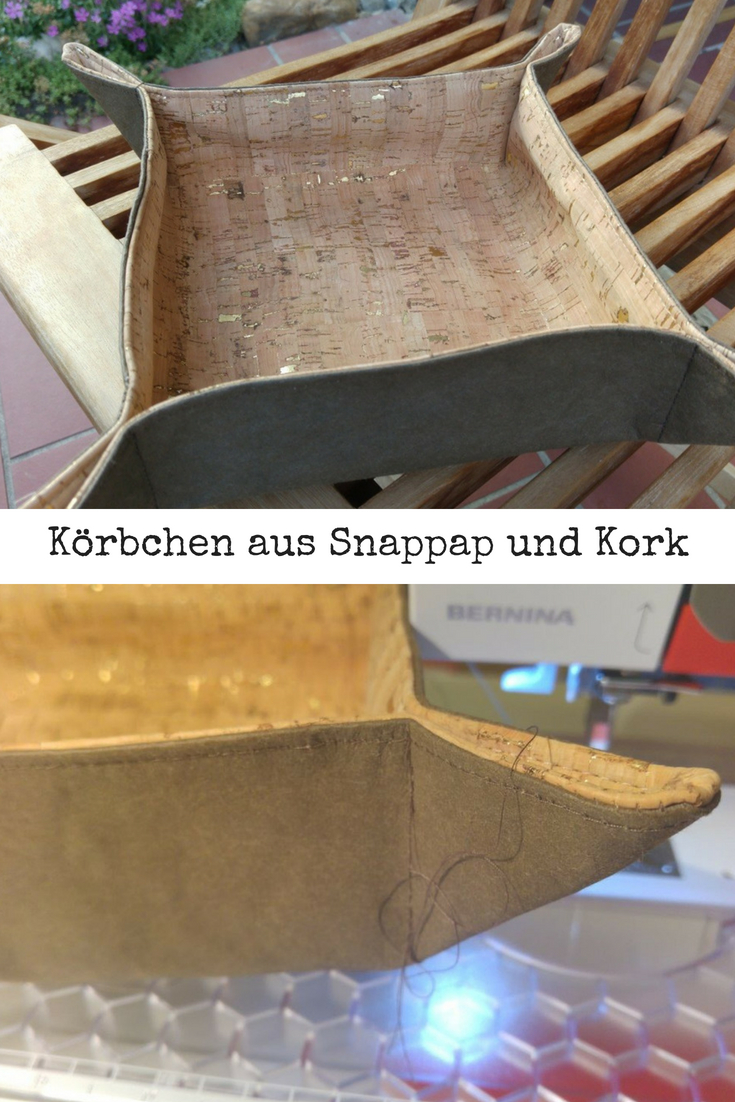 kleines Körbchen nähen aus snappap und Kork