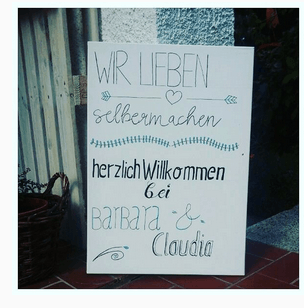 Willkommensschild für die Kunden