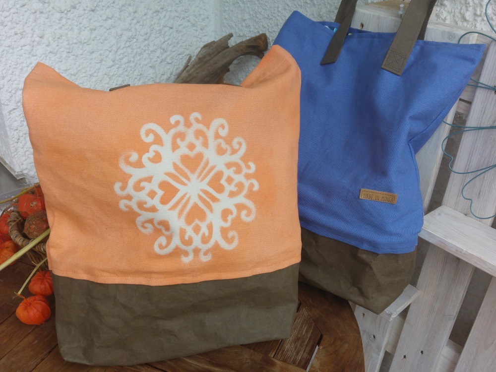 Fertige Sommertasche aus Canvas und Snappap