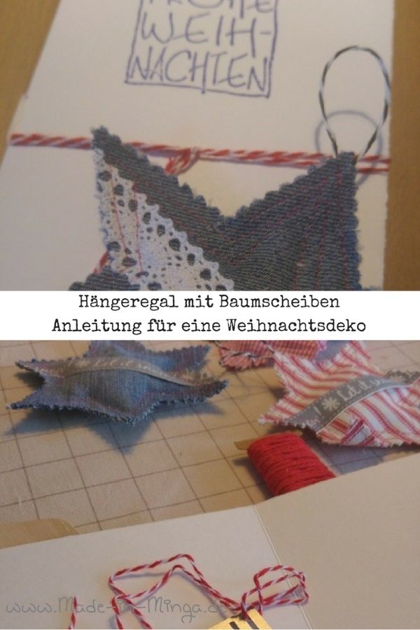 Weihnachtskarte basteln mit Stoff - Stern