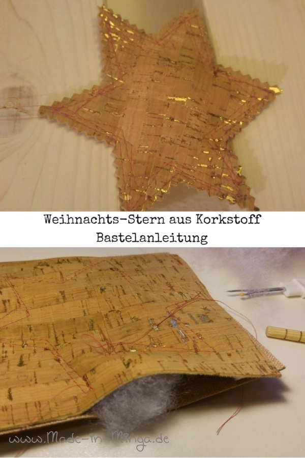 Weihnachtsstern aus Korkstoff nähen