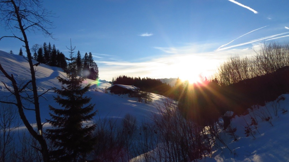 Sonnenuntergang beim Abstieg