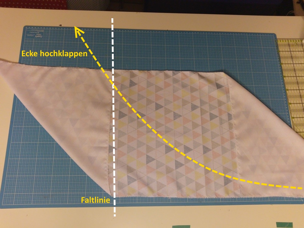 Ecken hochklappen und um die Origami Bag zu formen