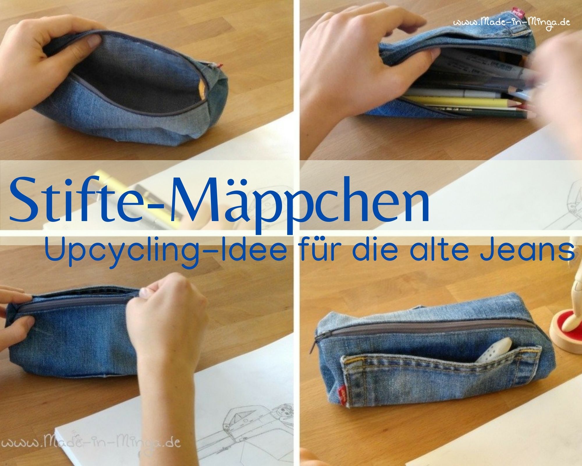 Stiftemaeppchen naehen aus alter jeans. Upcycling