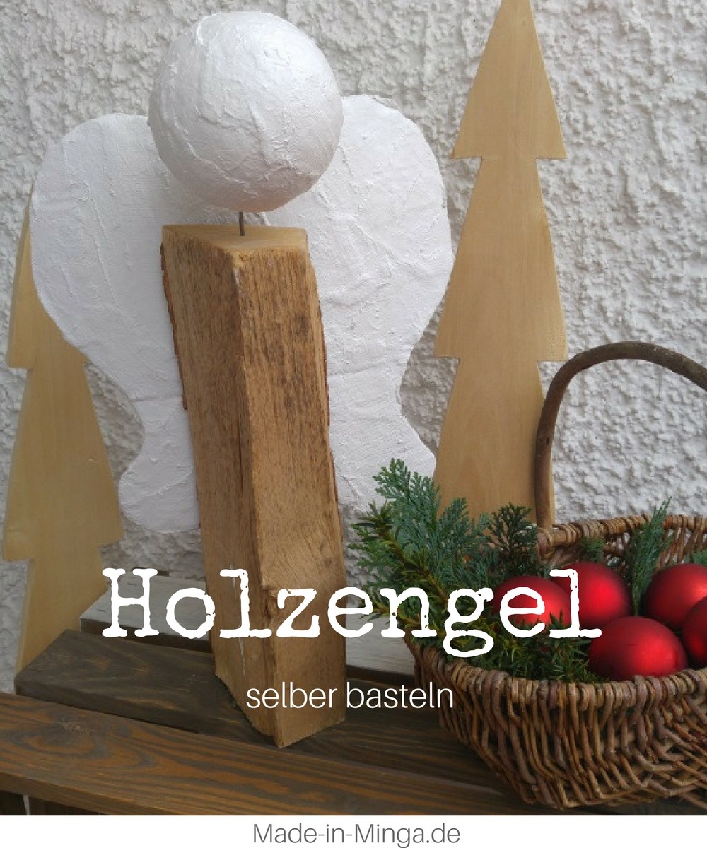 Weihnachtsengel aus Holzscheit selber bauen