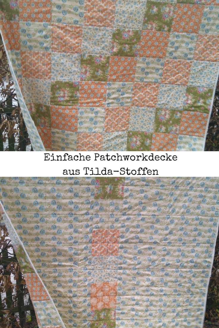 Einfache Patchworkdecke nähen aus vielen gleichen Quadraten