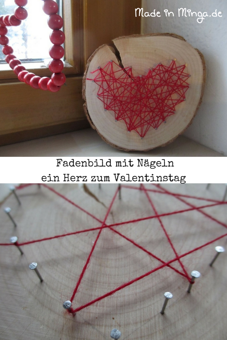 Nagelbild selber machen mit Holzplatte, Nägeln und Faden, Gratis Anleitung