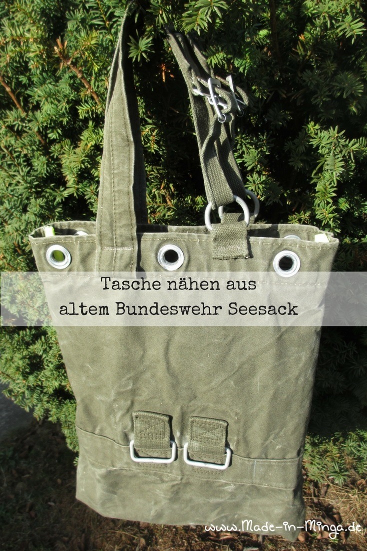 Tasche nähen aus alten Seesack der Bundeswehr