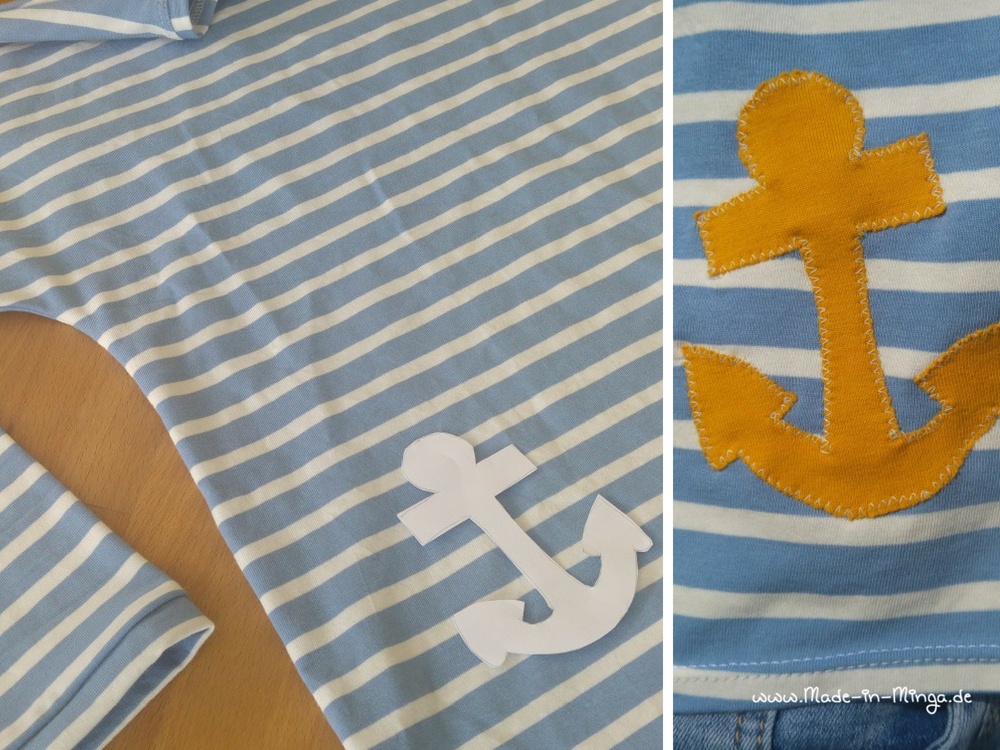 Anker Applikation auf das Shirt nähen