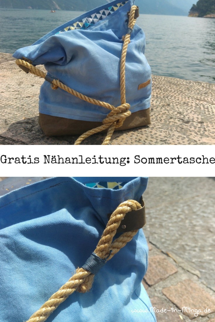 Sommertasche mit Snappap Boden und Sisal-Tau als Schultergurt