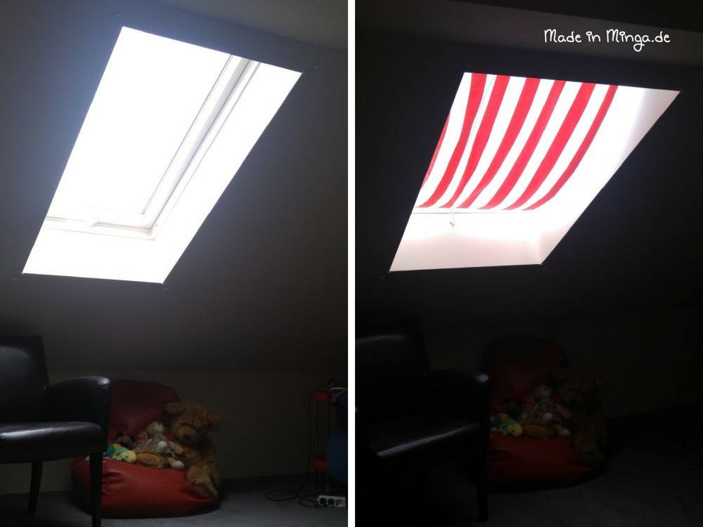 Dachfenster mit und ohne Sonnenschutz