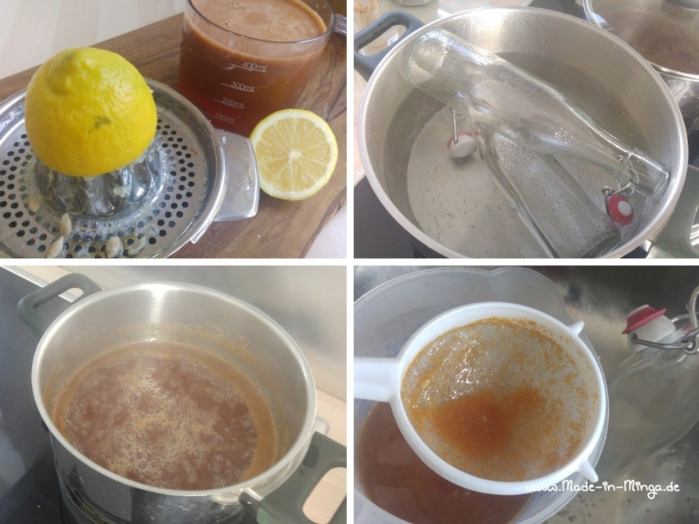 Apfelsaft mit Zucker einkochen zu Apfelsirup