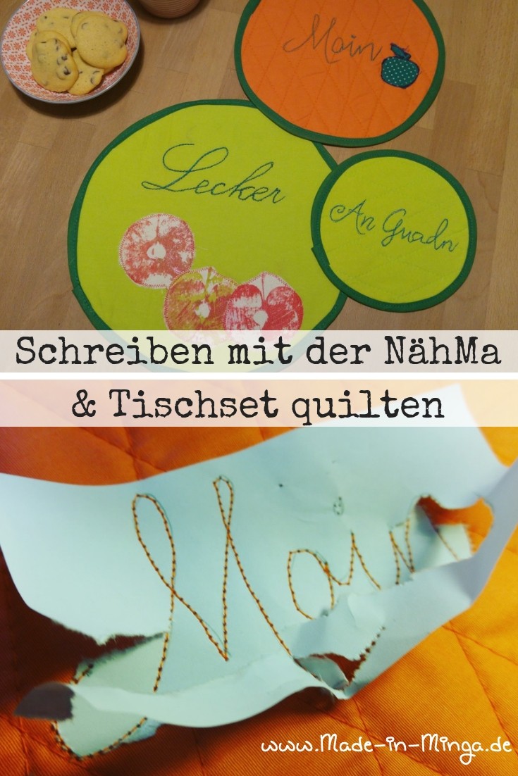 Untersetzer freihand sticken mit der Nähmaschine und quilten