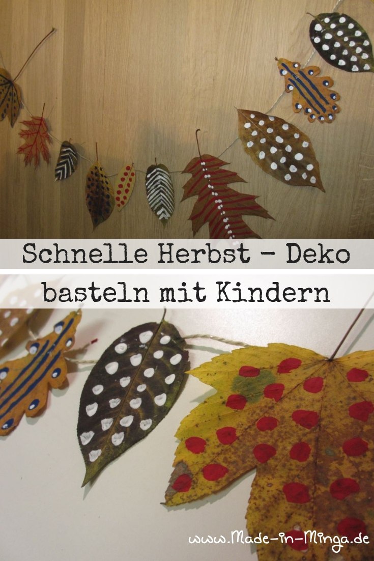 Herbstliche Deko aus trockenen Blättern basteln