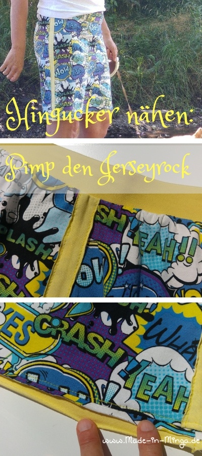 jerseyrock selber nähen mit Galonstreifen