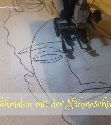 Motiv mit der Nähmaschine auf den Stoff malen