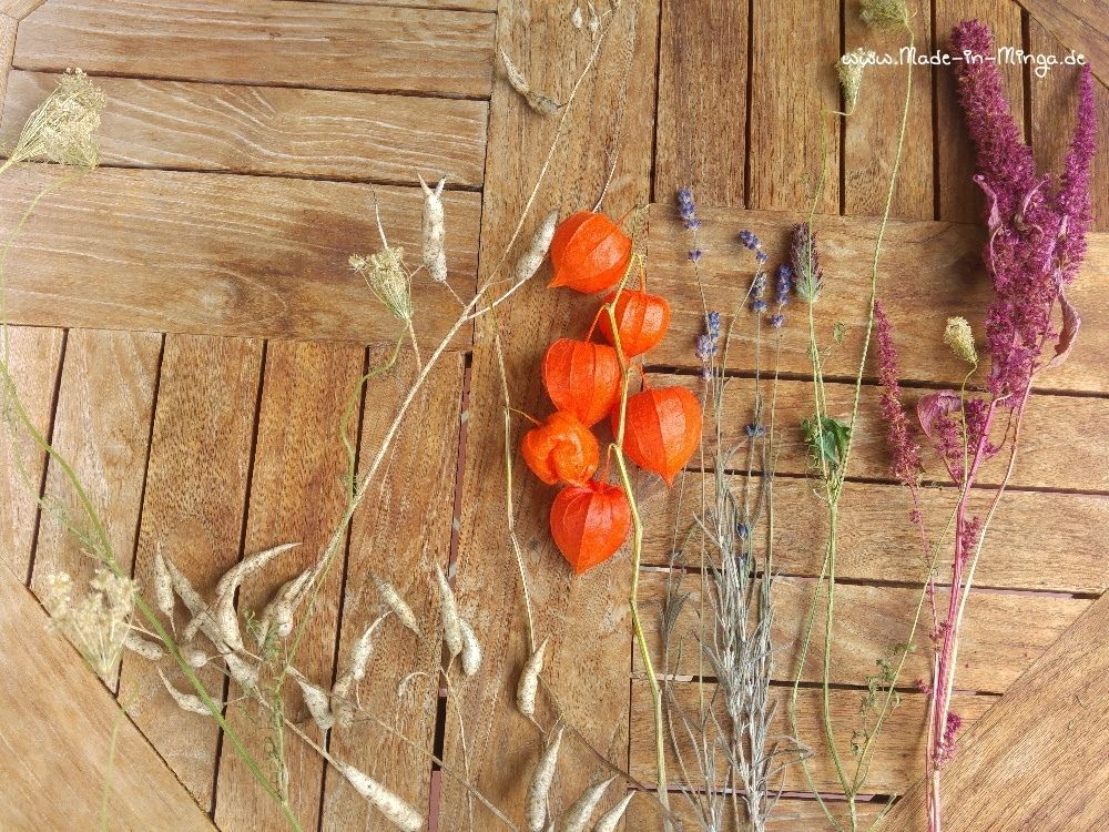 getrocknete Blumen für das Trockengesteck im Herbst