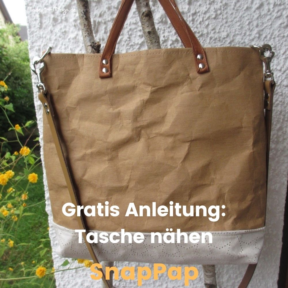 snappap Tasche nähen mit Leder henkel