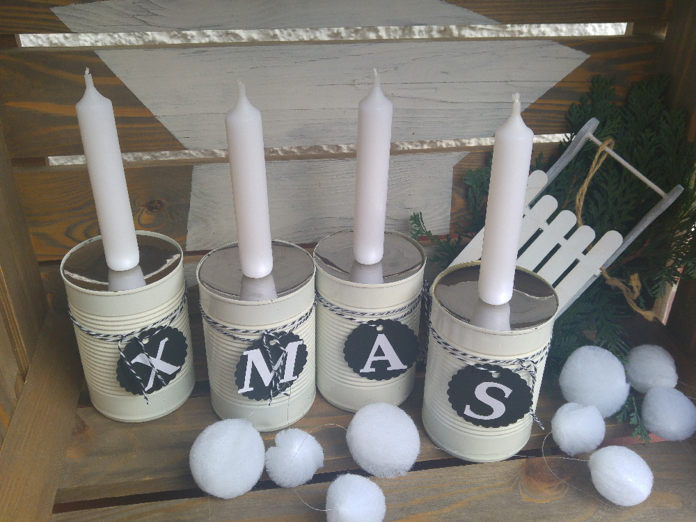 Adventskranz upcycling aus Dosen