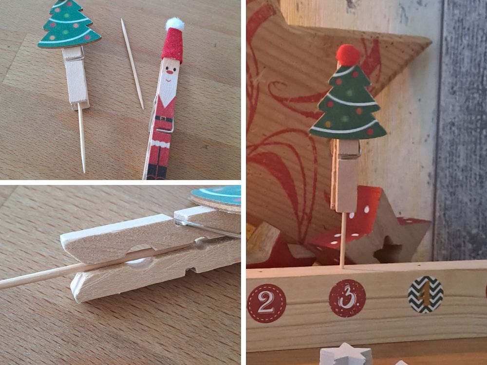 Zahnstocher mit Klammer und Weihnachtsmotiv