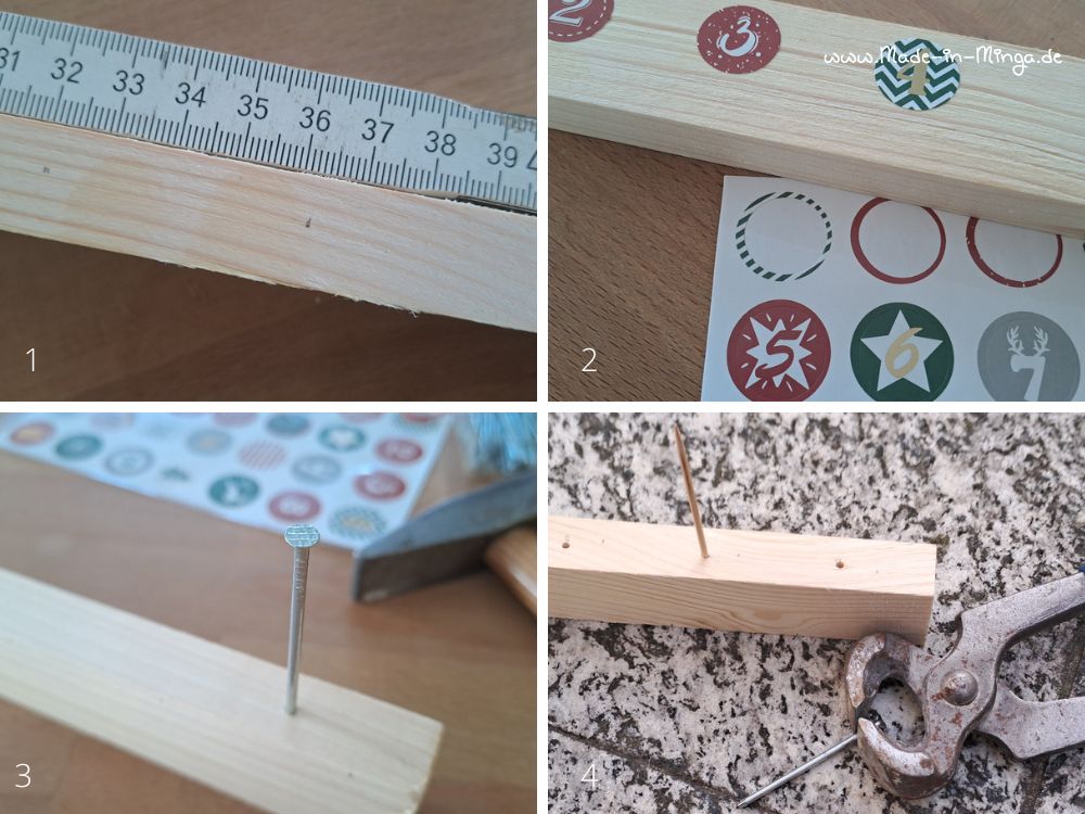 Adventsleiste basteln mit Holz