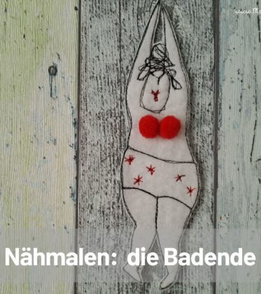 Nähmalen mit der Haushalts-Nähmaschine. Figur. Anleitung