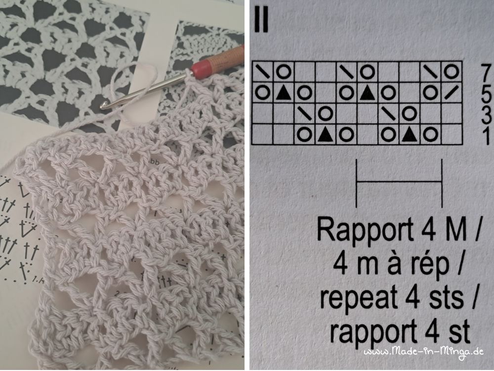 Häkelschrift mit Beispielstück