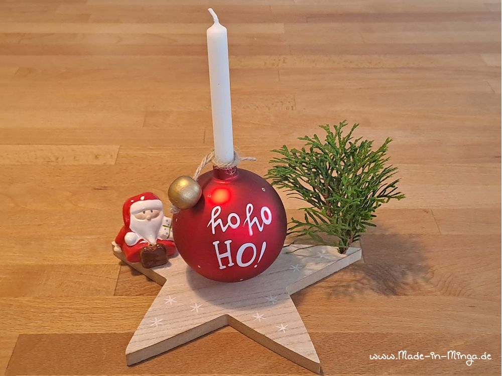Weihnachtskugel als Kerzenständer