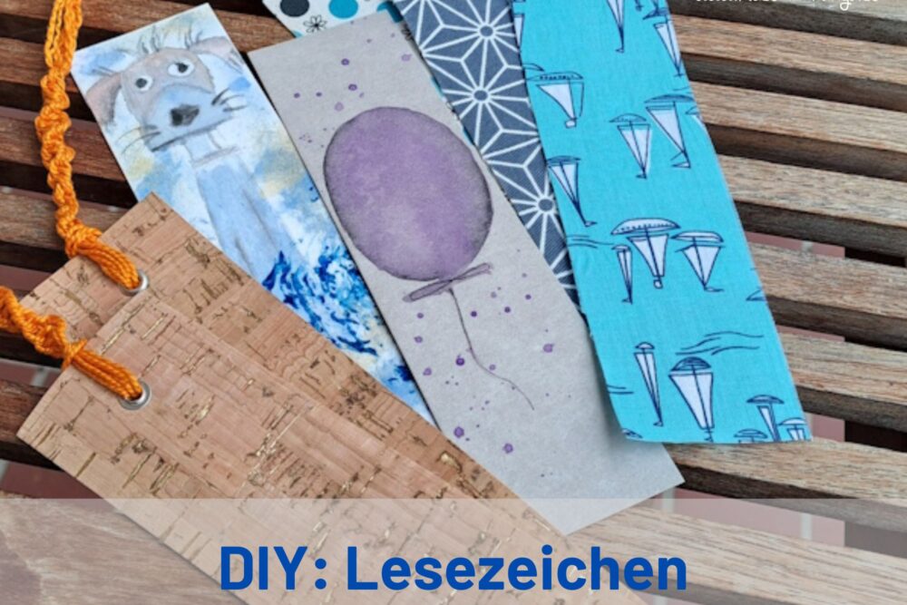 4 verschiedene Lesezeichen aus unterschiedlichen Materialien