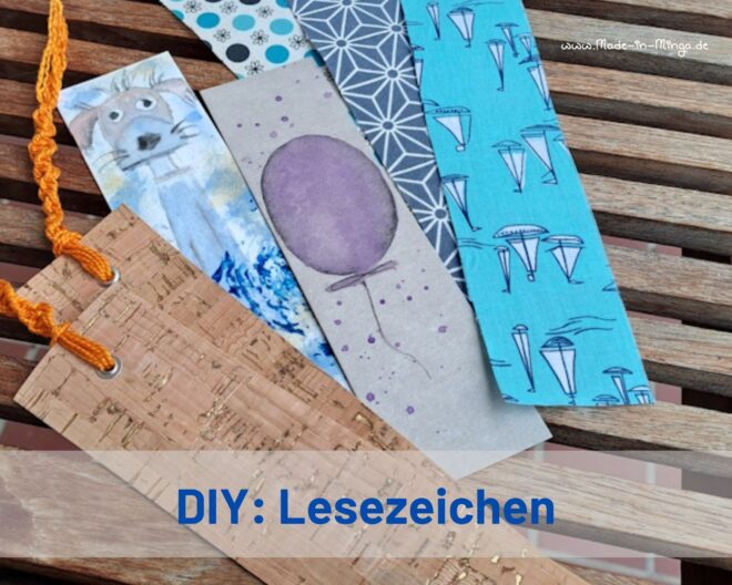 4 verschiedene Lesezeichen aus unterschiedlichen Materialien