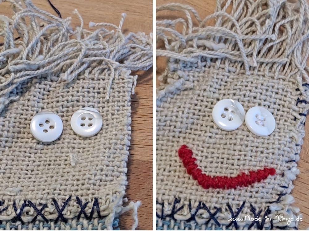 Gesicht der Puppe sticken