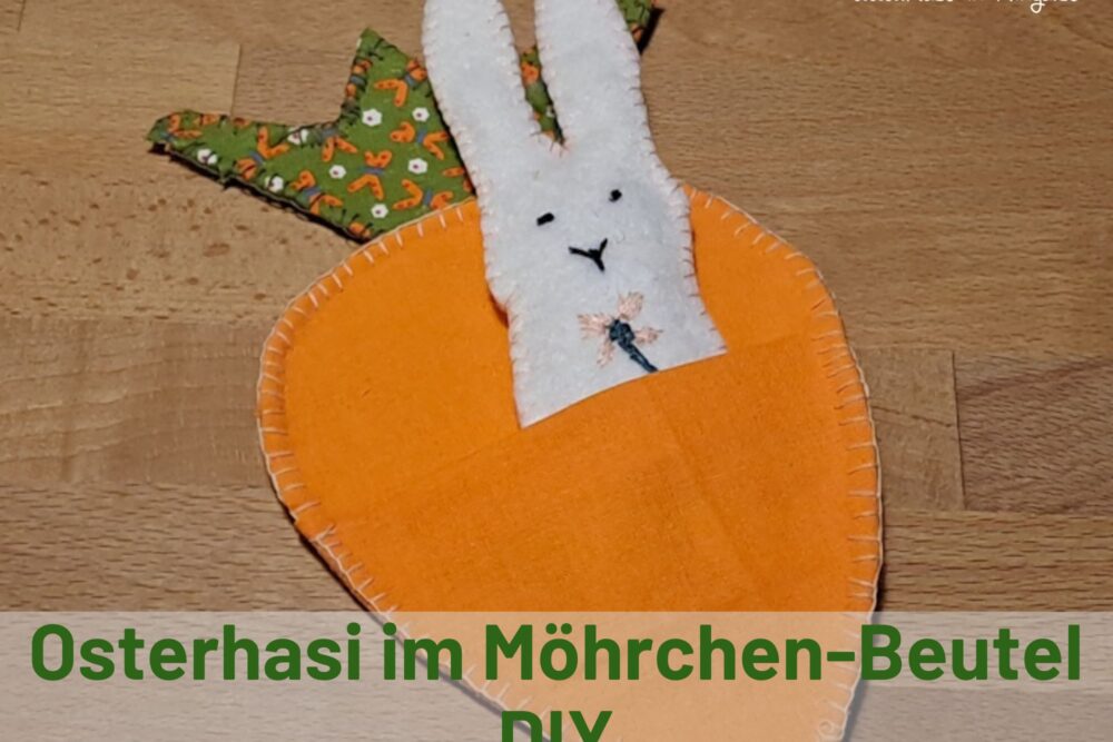 Osterhase in Möhrenbeutel