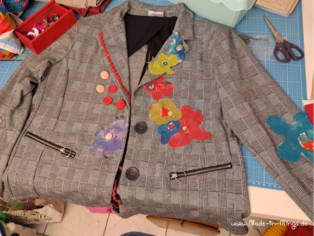 Upcycling der Vorderseite der Jacke